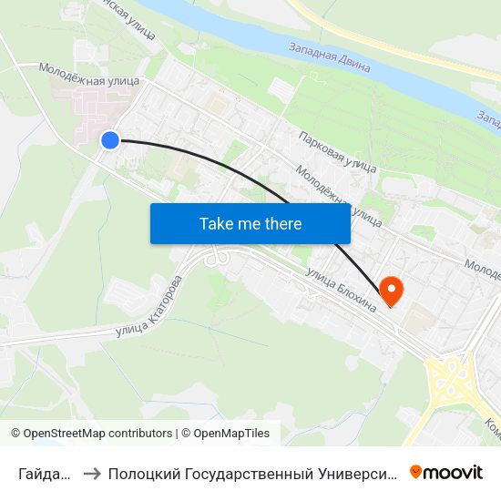 Гайдара to Полоцкий Государственный Университет map