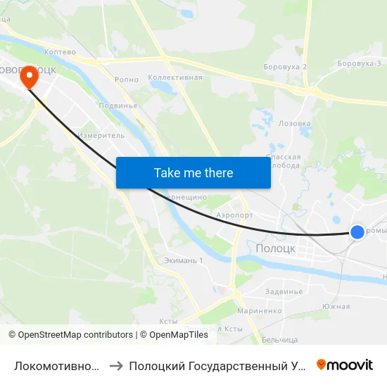 Локомотивное Депо to Полоцкий Государственный Университет map