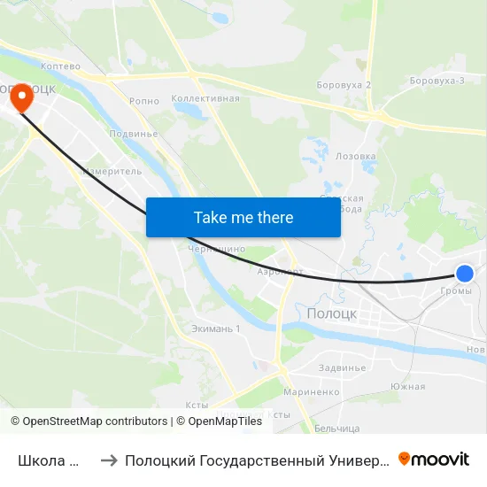 Школа №14 to Полоцкий Государственный Университет map