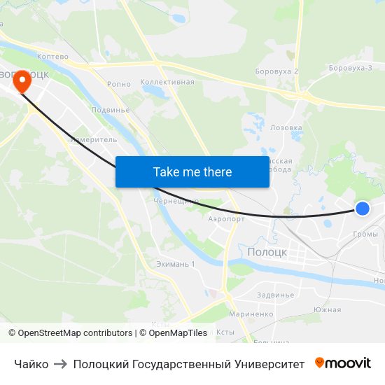 Чайко to Полоцкий Государственный Университет map