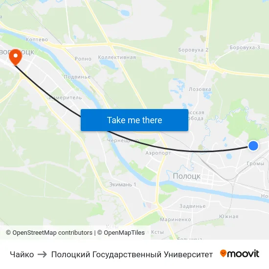 Чайко to Полоцкий Государственный Университет map
