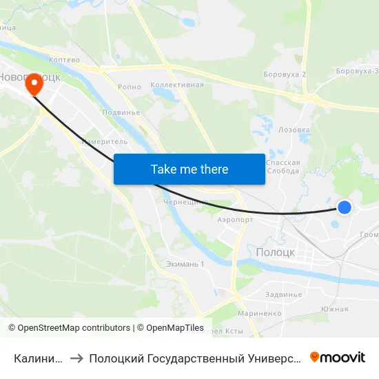 Калинина to Полоцкий Государственный Университет map