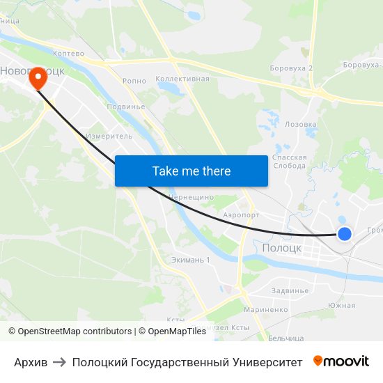 Архив to Полоцкий Государственный Университет map