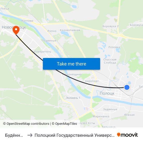 Будённого to Полоцкий Государственный Университет map