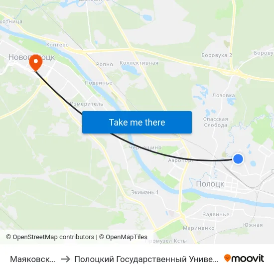Маяковского to Полоцкий Государственный Университет map