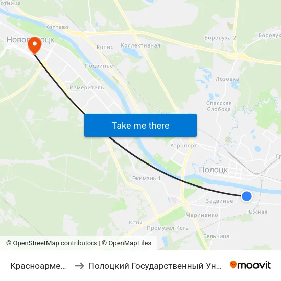 Красноармейская to Полоцкий Государственный Университет map