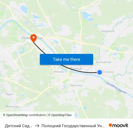 Детский Сад №23 to Полоцкий Государственный Университет map