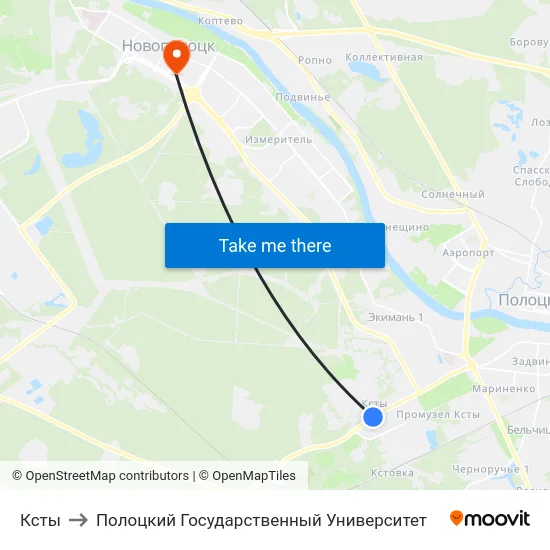 Ксты to Полоцкий Государственный Университет map