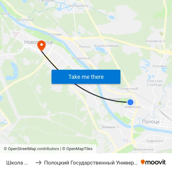 Школа №18 to Полоцкий Государственный Университет map