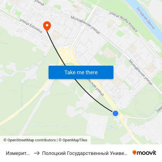 Измеритель to Полоцкий Государственный Университет map