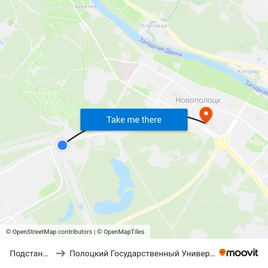Подстанция to Полоцкий Государственный Университет map