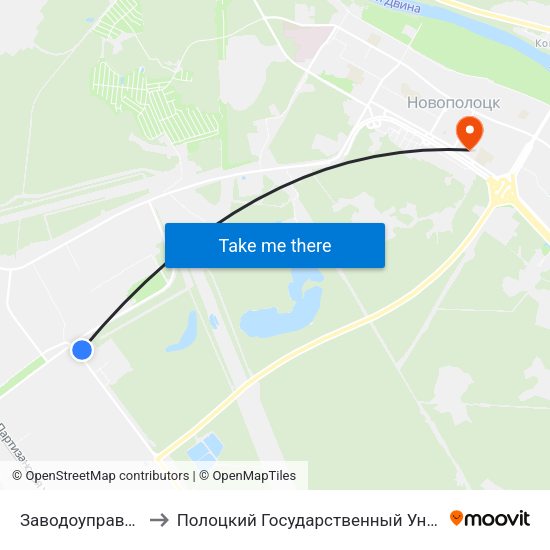 Заводоуправление to Полоцкий Государственный Университет map