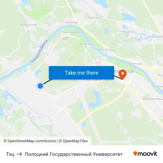 Тэц to Полоцкий Государственный Университет map