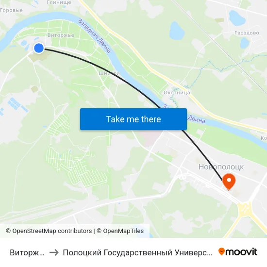 Виторжье to Полоцкий Государственный Университет map