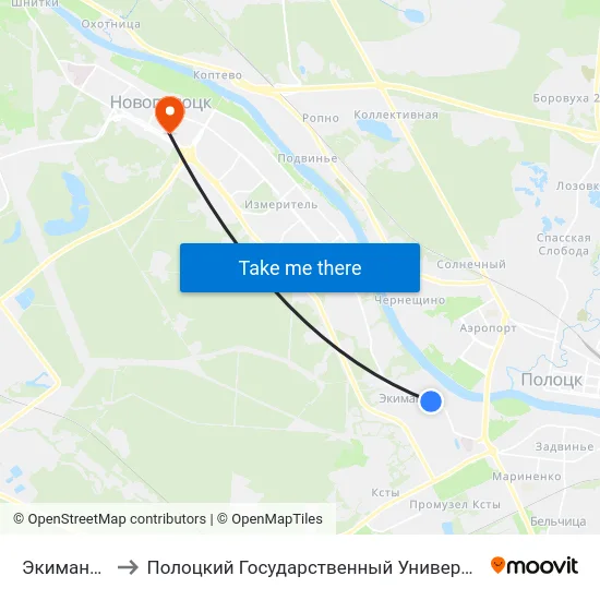 Экимань-2 to Полоцкий Государственный Университет map