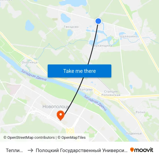 Теплицы to Полоцкий Государственный Университет map