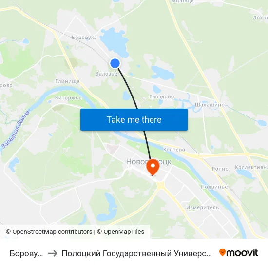 Боровуха to Полоцкий Государственный Университет map