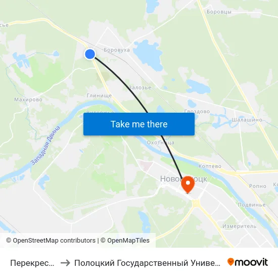 Перекресток to Полоцкий Государственный Университет map