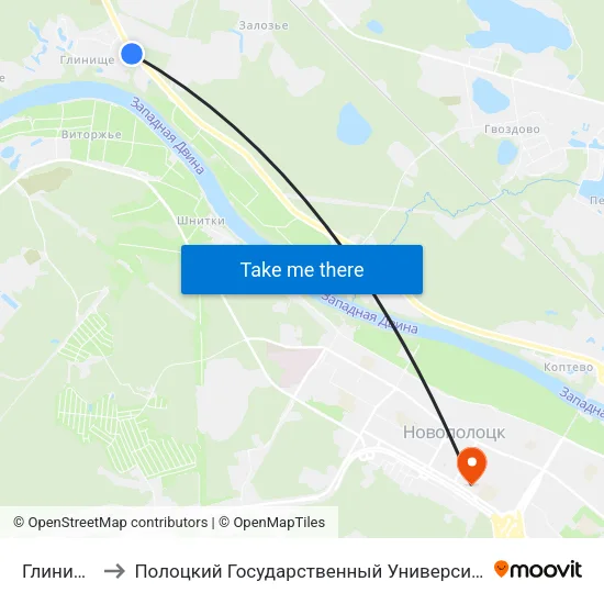 Глинище to Полоцкий Государственный Университет map