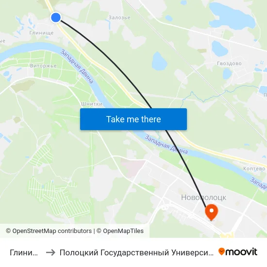 Глинище to Полоцкий Государственный Университет map