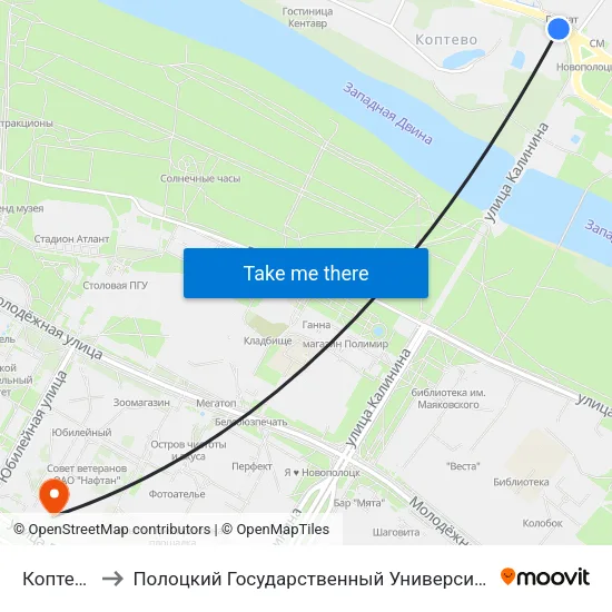 Коптево to Полоцкий Государственный Университет map
