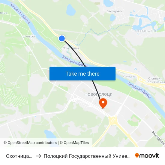 Охотница Пт to Полоцкий Государственный Университет map