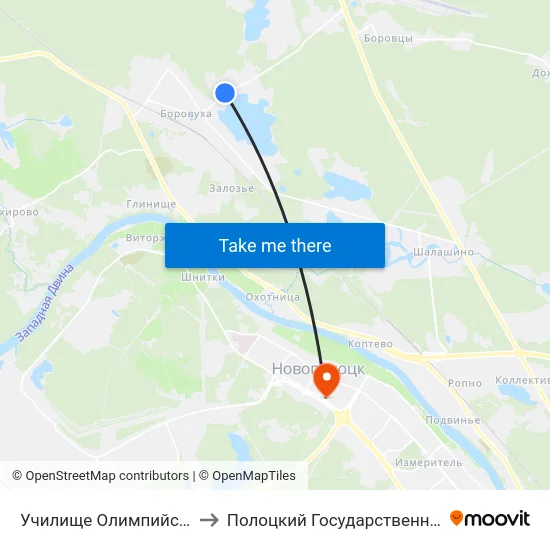 Училище Олимпийского Резерва to Полоцкий Государственный Университет map