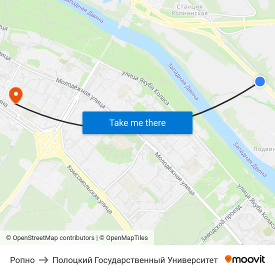 Ропно to Полоцкий Государственный Университет map