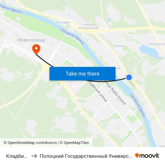 Кладбище to Полоцкий Государственный Университет map