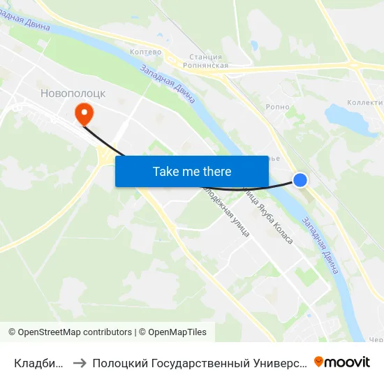 Кладбище to Полоцкий Государственный Университет map