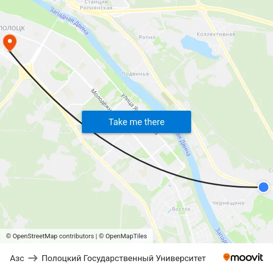 Азс to Полоцкий Государственный Университет map