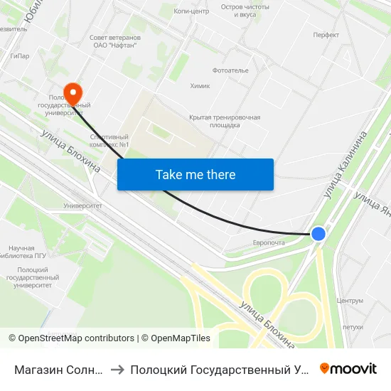 Магазин Солнечный to Полоцкий Государственный Университет map