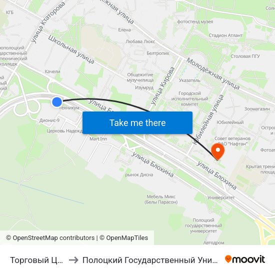 Торговый Центр to Полоцкий Государственный Университет map