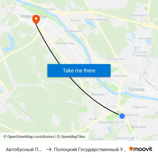 Автобусный Парк №2 to Полоцкий Государственный Университет map