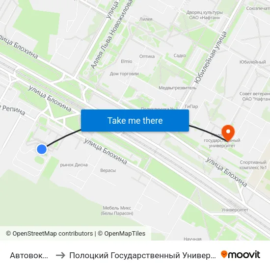 Автовокзал to Полоцкий Государственный Университет map