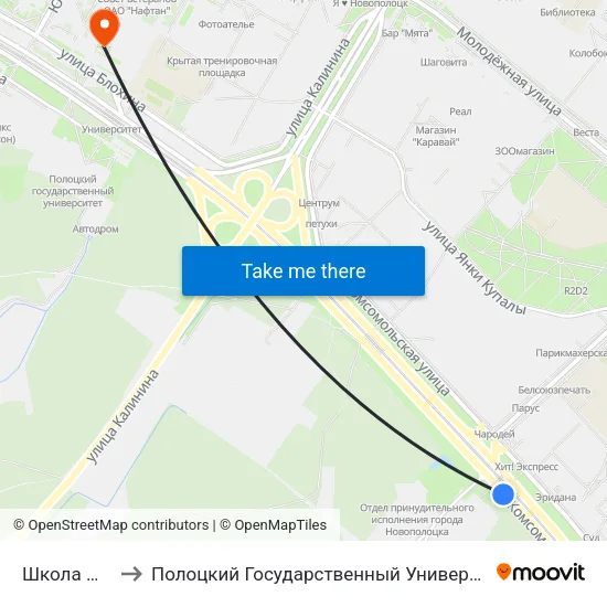 Школа № 7 to Полоцкий Государственный Университет map