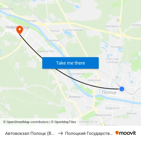 Автовокзал Полоцк (Высадка Пассажиров) to Полоцкий Государственный Университет map