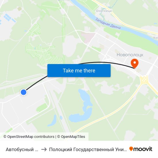 Автобусный Парк to Полоцкий Государственный Университет map