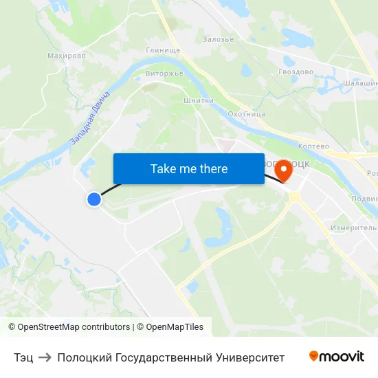 Тэц to Полоцкий Государственный Университет map