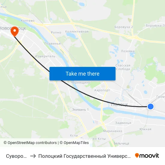 Суворова to Полоцкий Государственный Университет map