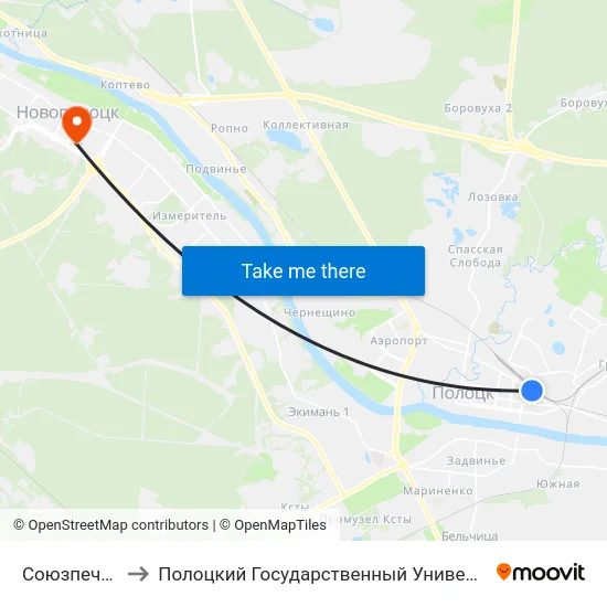 Союзпечать to Полоцкий Государственный Университет map