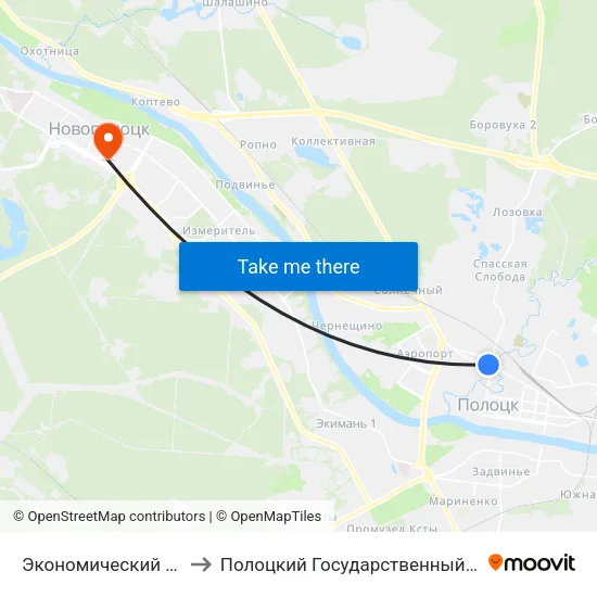 Экономический Колледж to Полоцкий Государственный Университет map