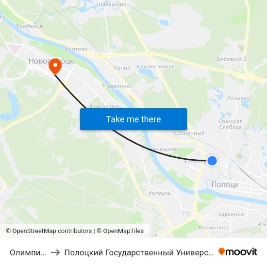 Олимпиец to Полоцкий Государственный Университет map