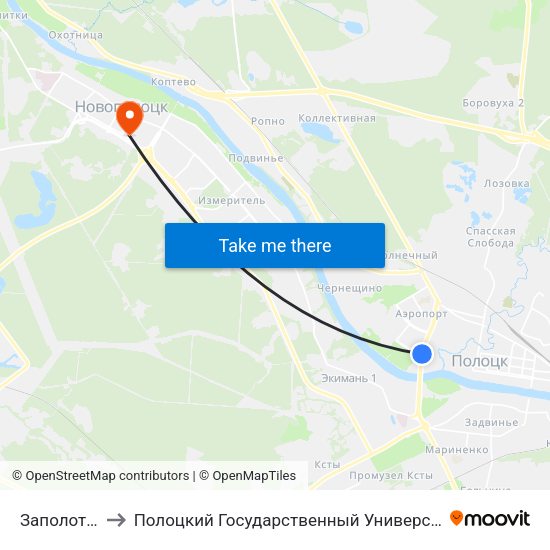 Заполотье to Полоцкий Государственный Университет map