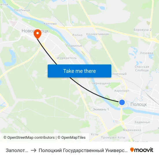 Заполотье to Полоцкий Государственный Университет map