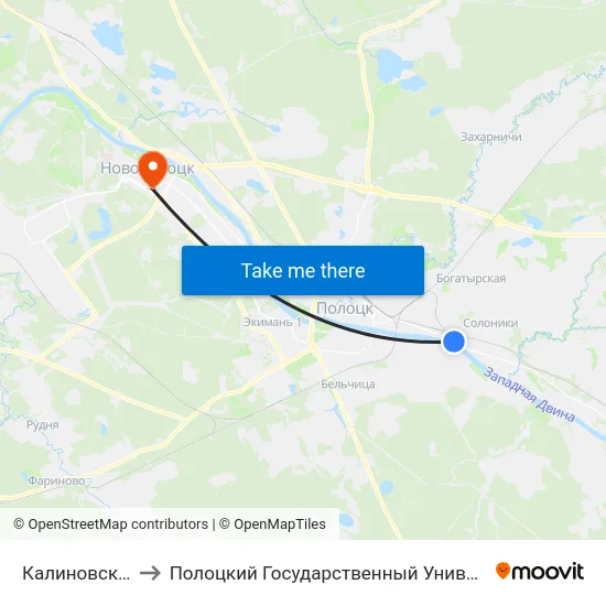 Калиновского to Полоцкий Государственный Университет map