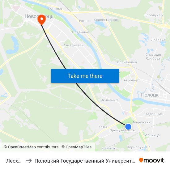 Лесхоз to Полоцкий Государственный Университет map
