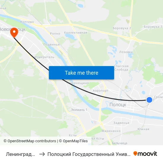 Ленинградская to Полоцкий Государственный Университет map
