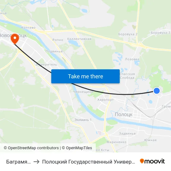Баграмяна to Полоцкий Государственный Университет map