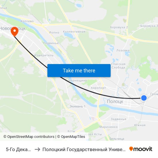 5-Го Декабря to Полоцкий Государственный Университет map